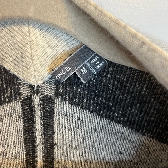 Vince Cardigan Variegated Stripe Oversized Knit Wool/Cashmere Cream/Gray M EUC - Picture 5 of 9